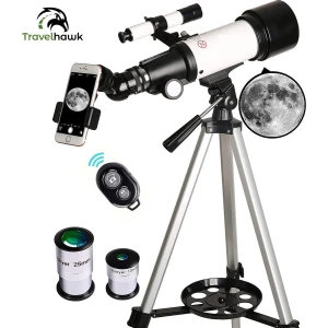 TravelHawk Telescoop - Sterrenkijker - Sterrenkijker Telescoop - Sterrenkijker Telescoop Volwassenen - Sterrenkijker Voor Kinderen - Inclusief Smartphone Adapter en Draadloze Bediening - 70-300X