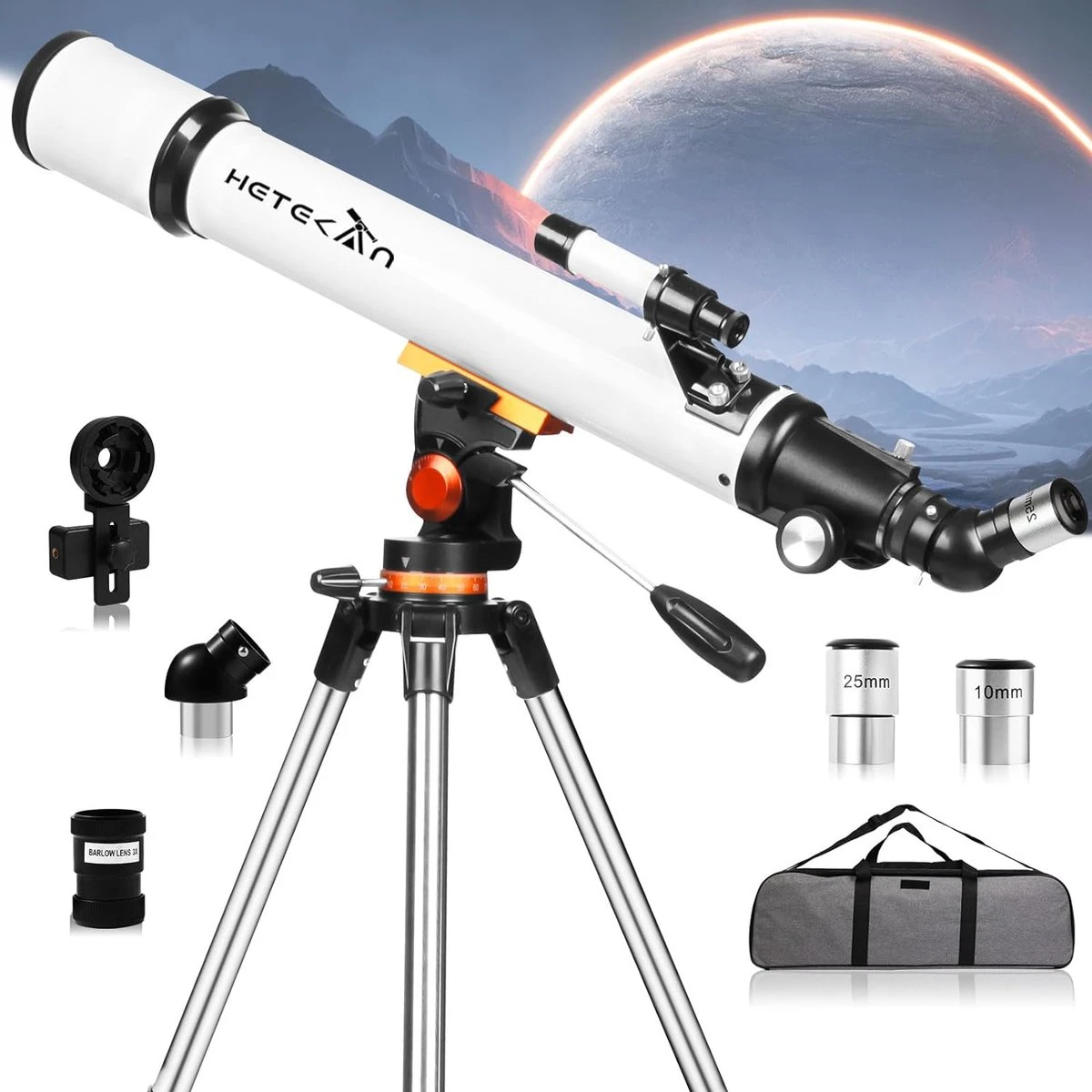 Telescoop - Sterrenkijker - Voor Volwassenen, Kinderen en Beginners - 70 mm opening - Inclusief Telefoon Adapter voor Planeten en Maan Observatie- Met Draagtas