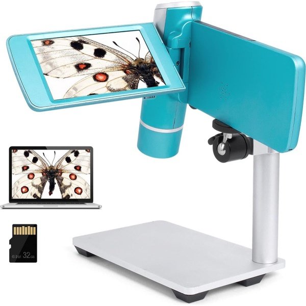 Draagbare Digtale Microscoop - Verstelbare Microscoop Kinderen Met USB Kaart - 200x Zoom - Met Stand