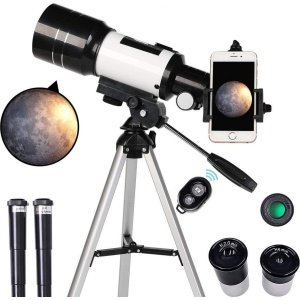 Refractor Telescoop - Sterrenkijker met Microscoop - Inclusief Smartphone Adapter en Draadloze Bediening - 70-300X