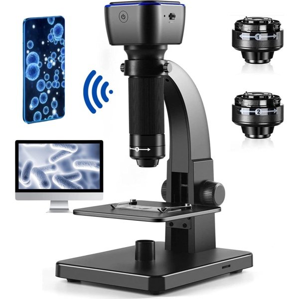 Zoomble® Digitale Microscoop met Camera - 2000x Zoom - E-book Microscopie - Foto/Video - Wifi/USB connectie - 1800mAh Batterij - 11 LED Lampen