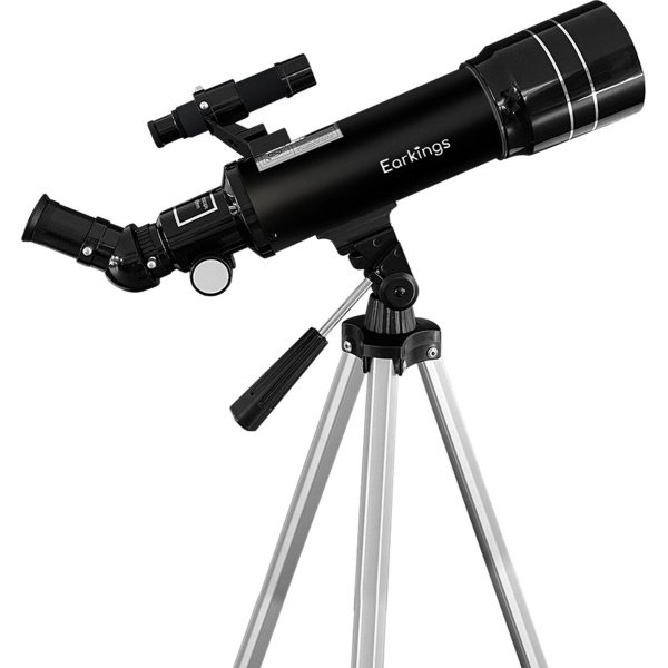 Earkings Telescoop Sterrenkijker 70/400 mm voor Kinderen, Beginners en Gevorderden - Inclusief Statief, Opbergtas, Twee Lenzen 25mm & 10mm en Barlow Lens, Telefoon Houder voor Foto's - f/5.7 Magnificatie zwart