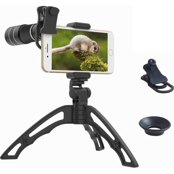 DrPhone APEX - APL5 Professionele cameralens - voor IOS / Android Smartphones - 20X Telezoom Lens Draagbare 20x Monoculaire Telescoop Lens met (Selfie)Statief voor o.a iPhone en Samsung